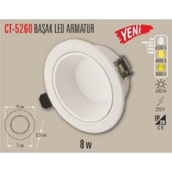 Cata CT-5260 8W Başak LED Armatür (Beyaz Kasa) (3 Renk) Cata