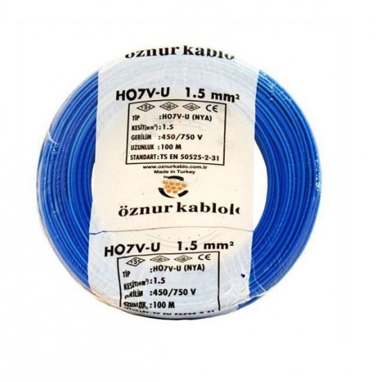 Öznur 2.5mm H07V-U NYA Kablo (Mavi)